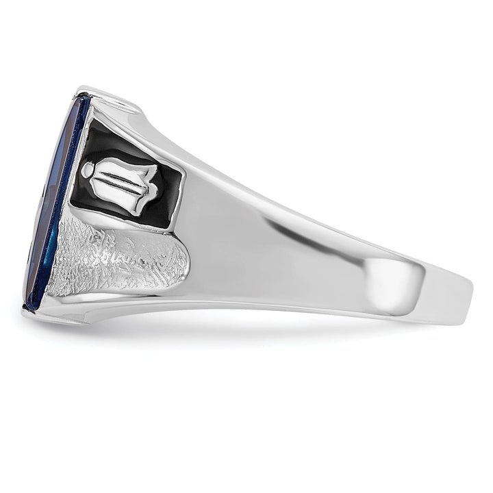 Lovely Rita's Ring 14k White Gold Men's Blue Masonic Ring