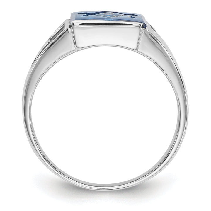 Lovely Rita's Ring 14k White Gold Men's Blue Masonic Ring
