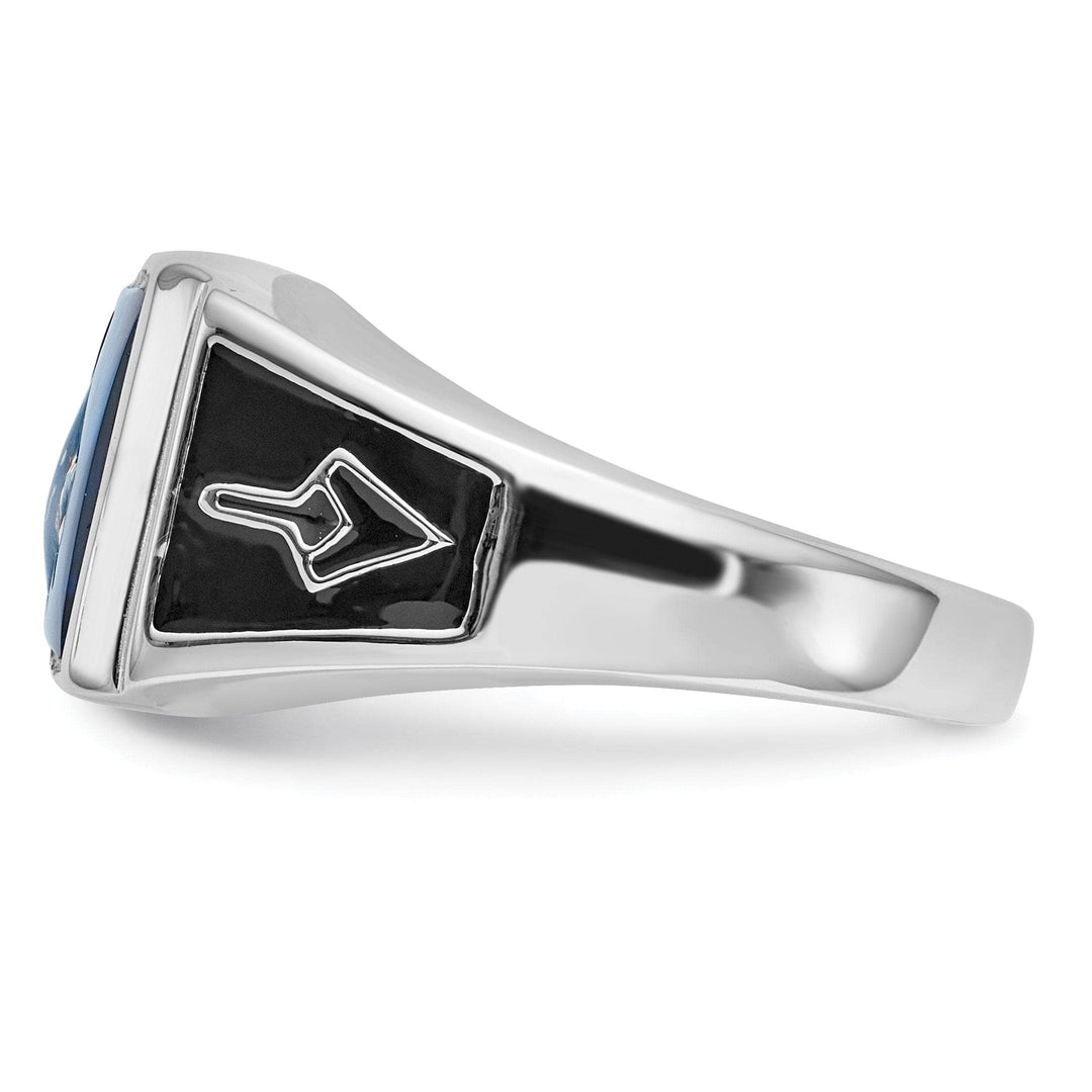 Lovely Rita's Ring 14k White Gold Men's Blue Spinel Gemstone Masonic Ring