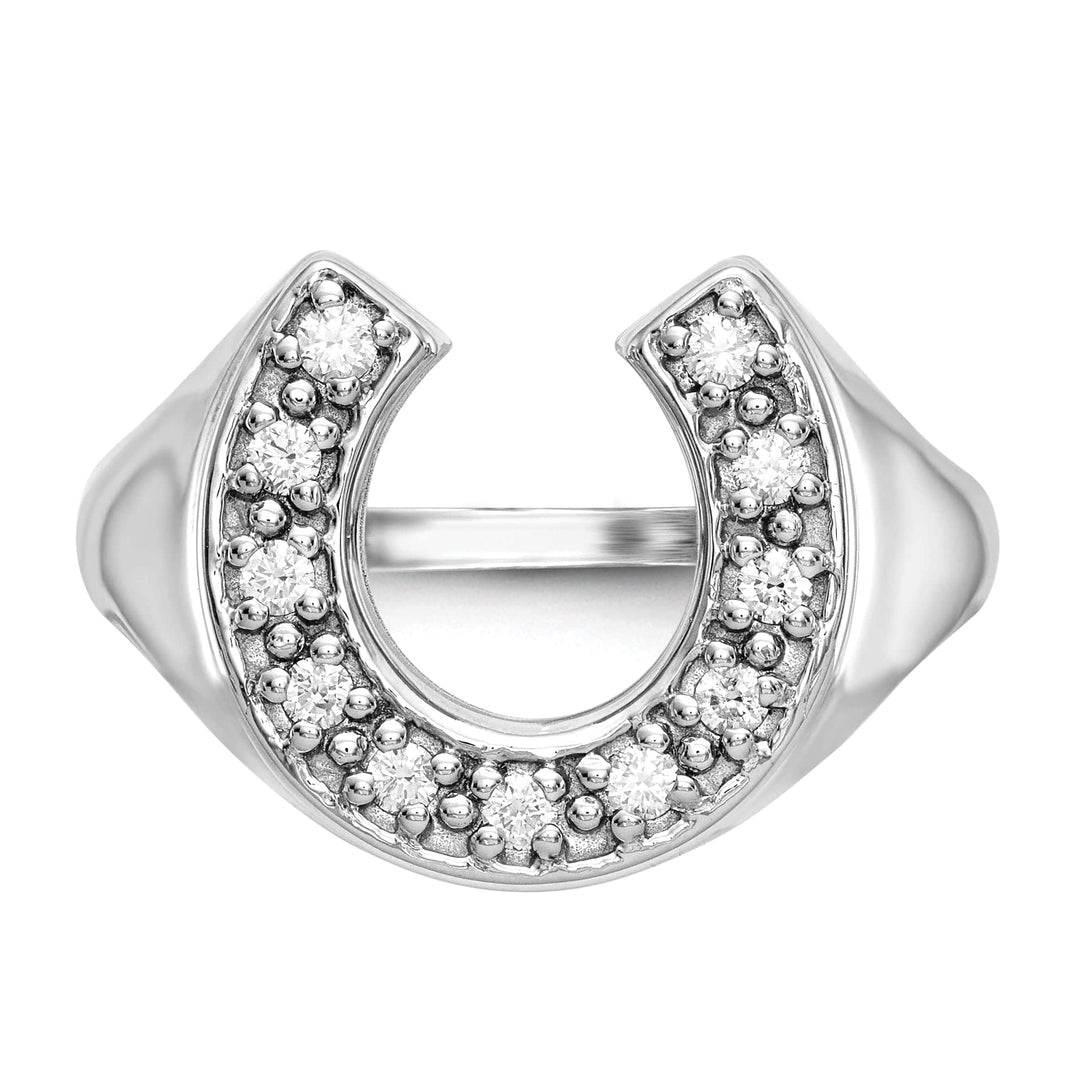 Lovely Rita's Ring 14k White Gold Men's Horsehoe Diamond Ring