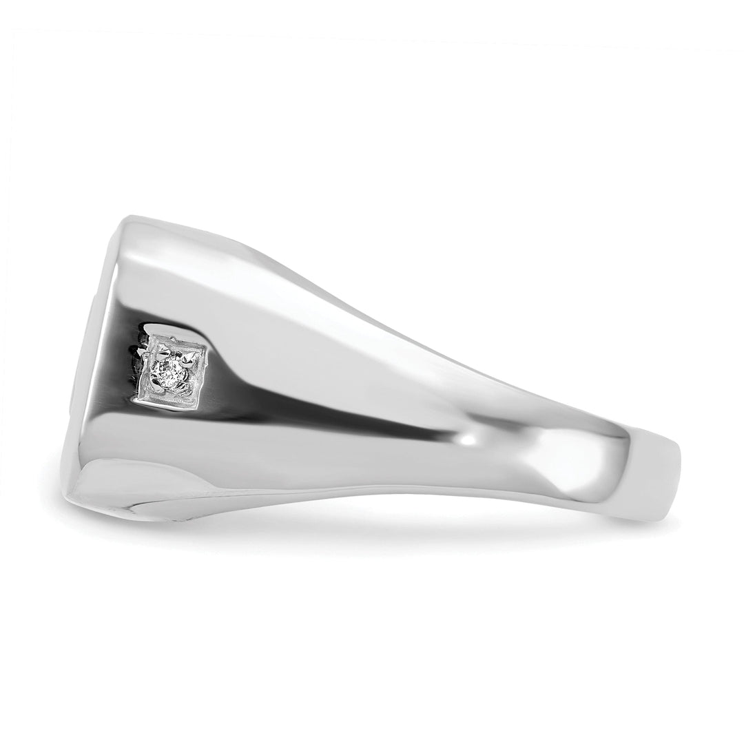 Lovely Rita's Ring 14k White Gold Men's Onyx Diamond Dad Ring
