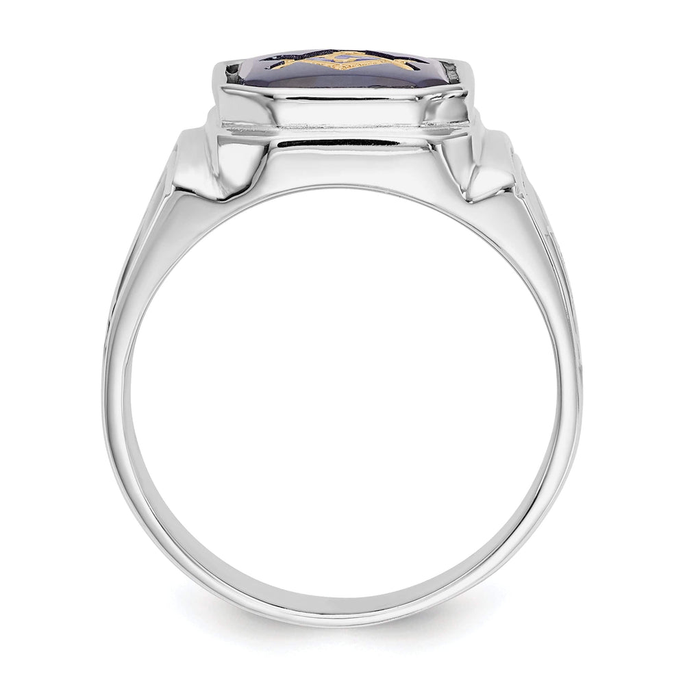 Lovely Rita's Ring 14k White Gold Men's Onyx Masonic Ring