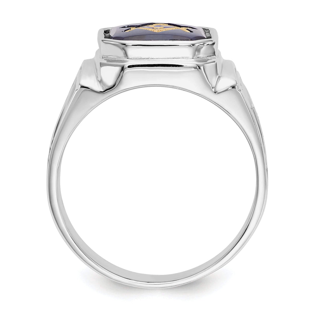 Lovely Rita's Ring 14k White Gold Men's Onyx Masonic Ring