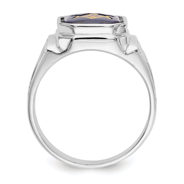 Lovely Rita's Ring 14k White Gold Men's Onyx Masonic Ring