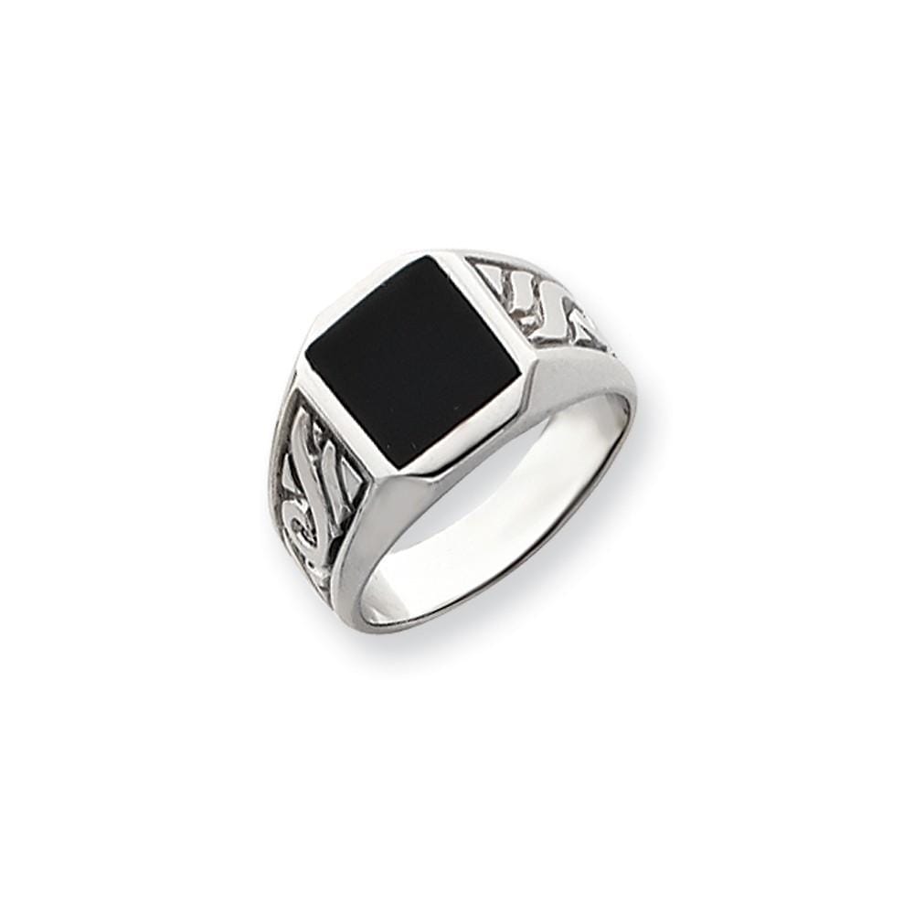 Lovely Rita's Ring 14k White Gold Men's Polished Onyx Ring