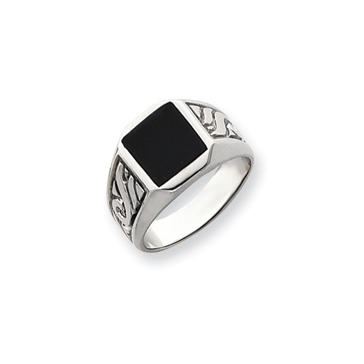 Lovely Rita's Ring 14k White Gold Men's Polished Onyx Ring