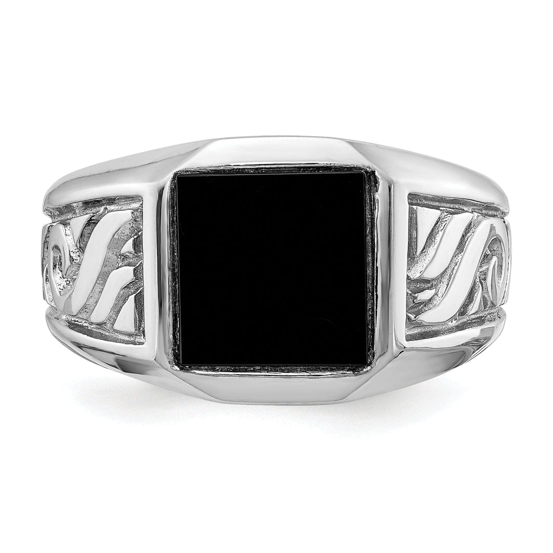 Lovely Rita's Ring 14k White Gold Men's Polished Onyx Ring