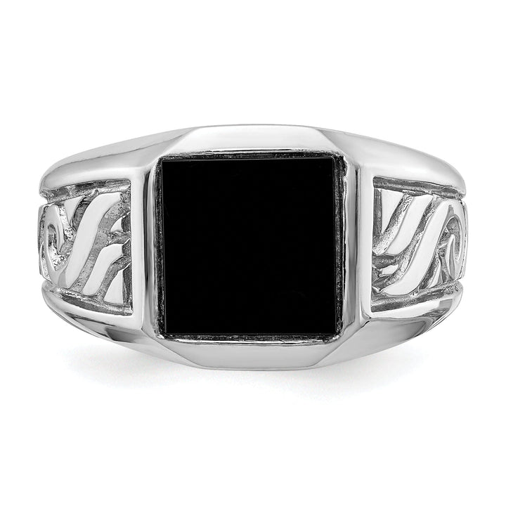 Lovely Rita's Ring 14k White Gold Men's Polished Onyx Ring