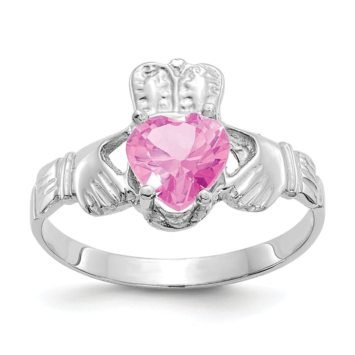 Lovely Rita's Ring 14k White Gold October Birthstone Claddagh Ring