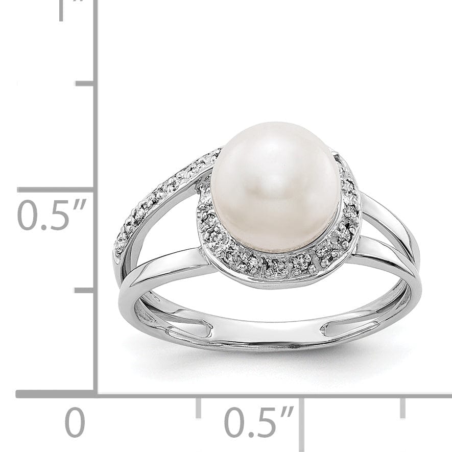 Lovely Rita's Ring 14k White Gold Pearl Diamond Ring