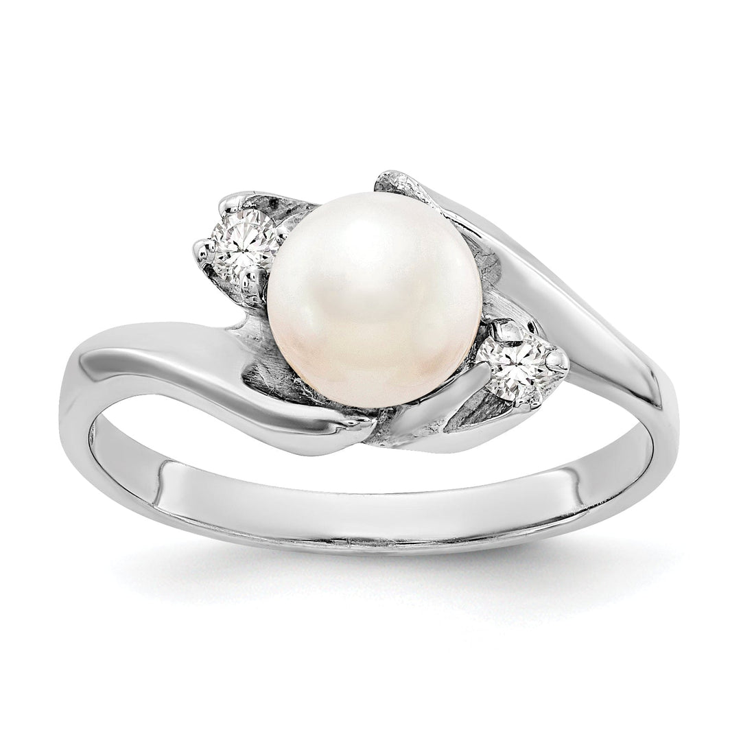 Lovely Rita's Ring 14k White Gold Pearl Diamond Ring