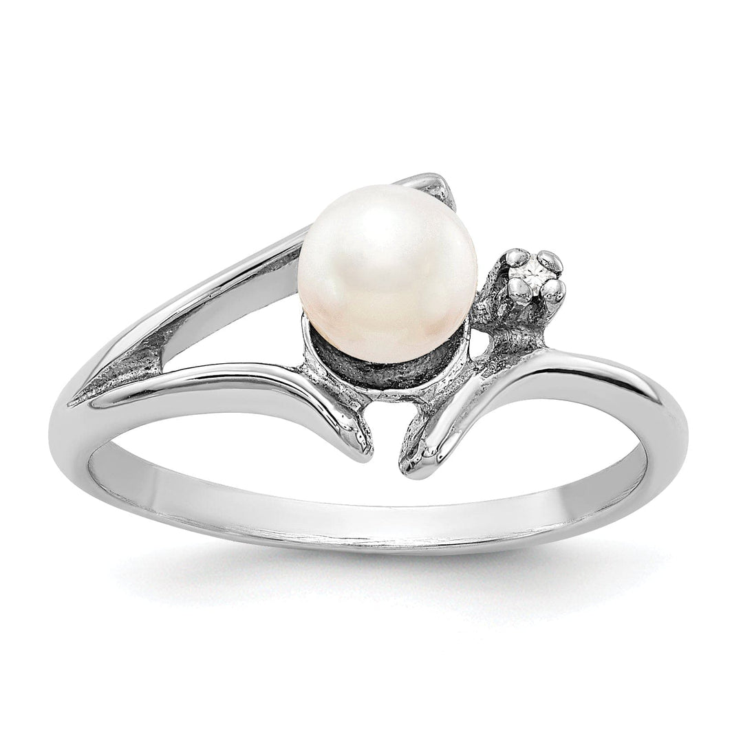 Lovely Rita's Ring 14k White Gold Pearl Diamond Ring