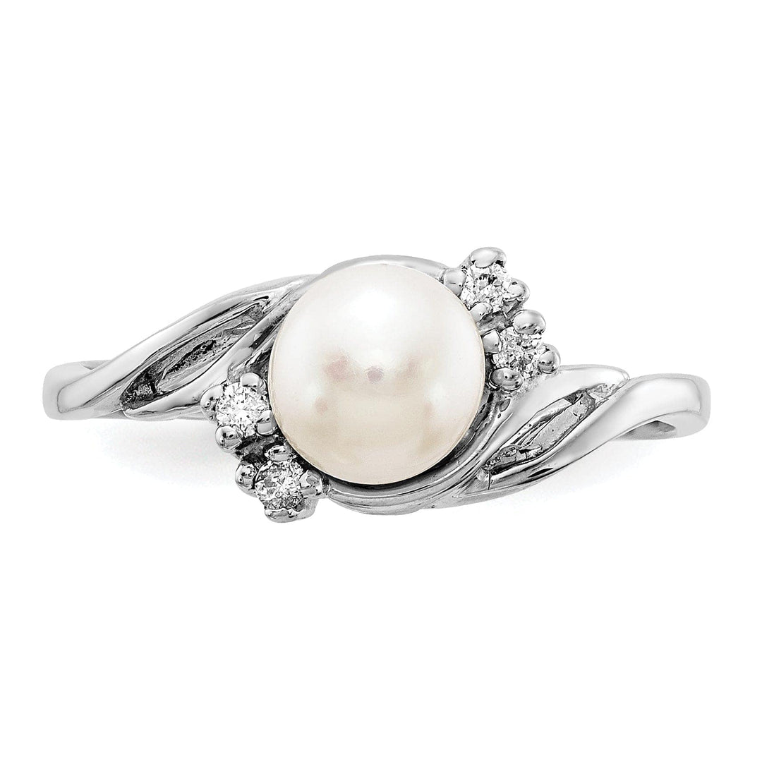 Lovely Rita's Ring 14k White Gold Pearl Diamond Ring