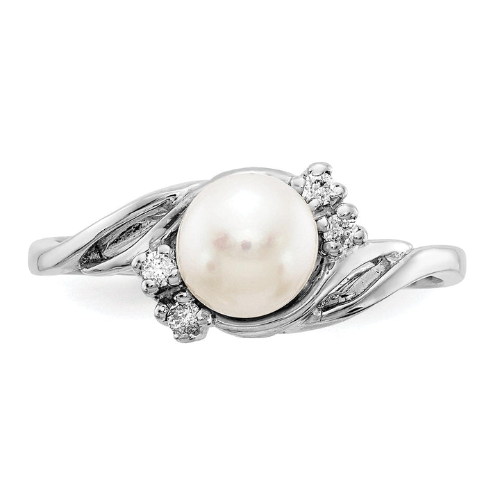 Lovely Rita's Ring 14k White Gold Pearl Diamond Ring