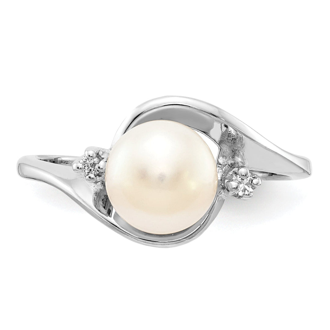 Lovely Rita's Ring 14k White Gold Pearl Diamond Ring