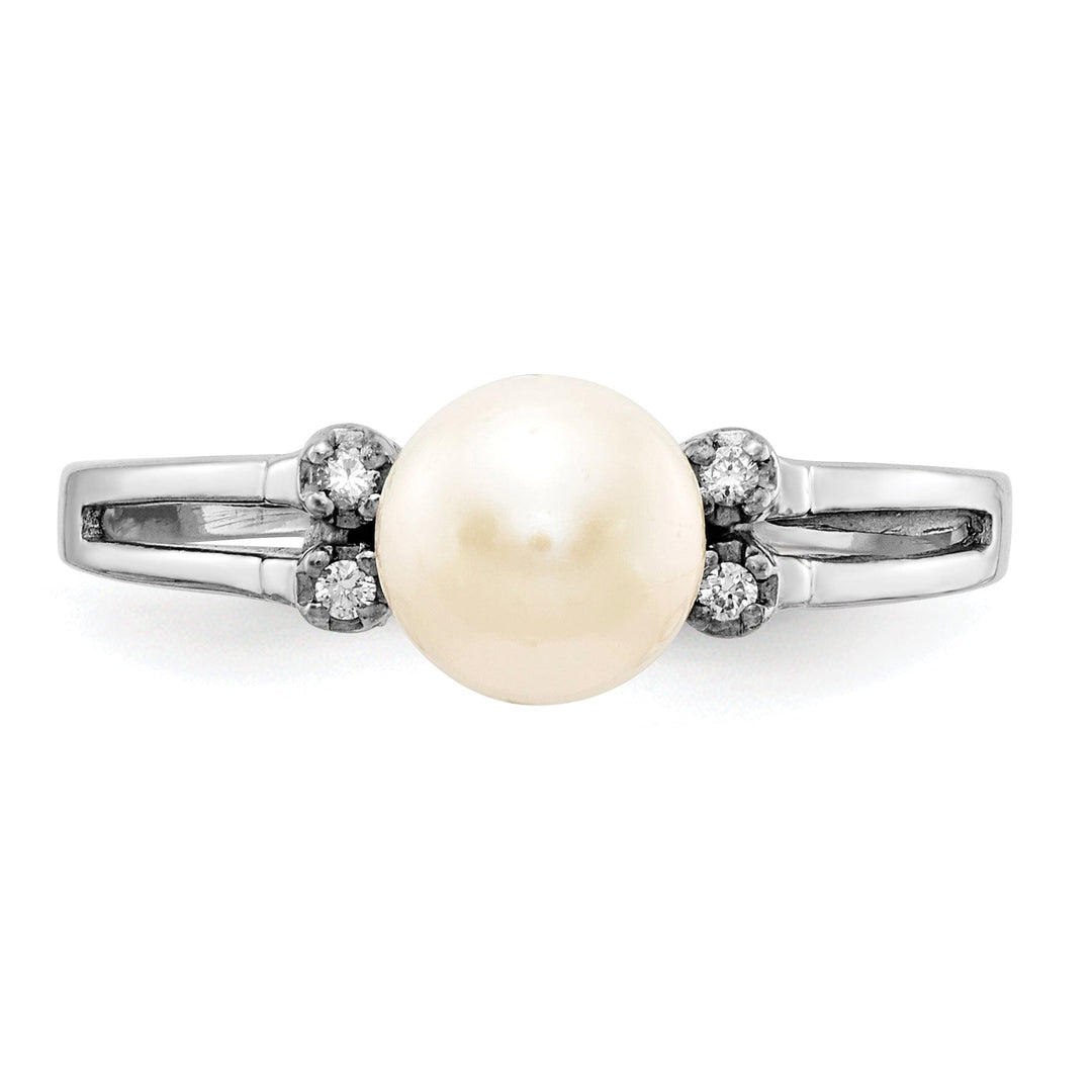 Lovely Rita's Ring 14k White Gold Pearl Diamond Ring