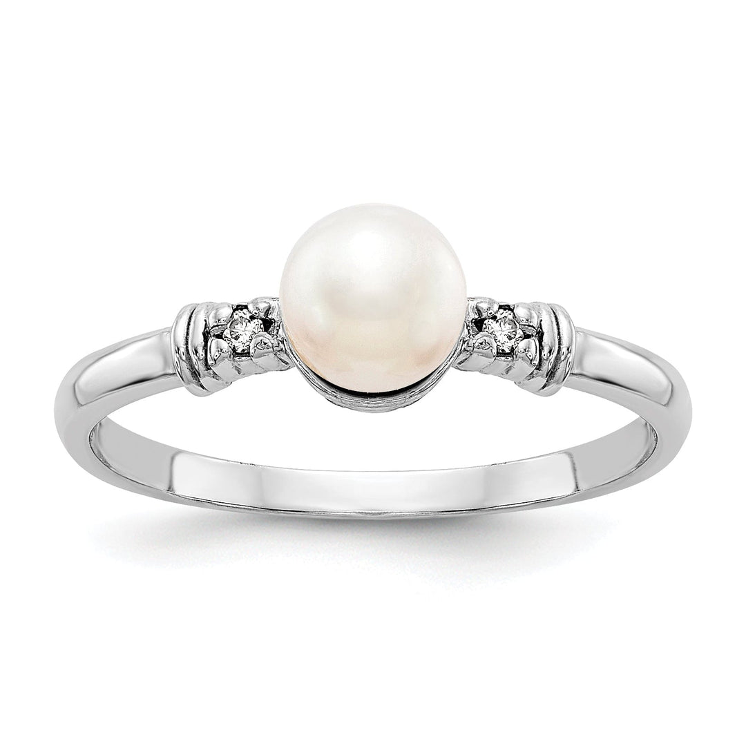 Lovely Rita's Ring 14k White Gold Pearl Diamond Ring