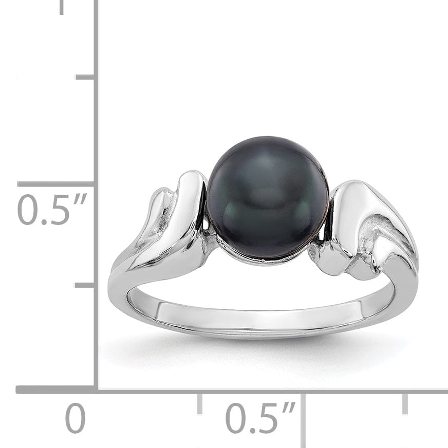 Lovely Rita's Ring 14k White Gold Polished Black Pearl Ring
