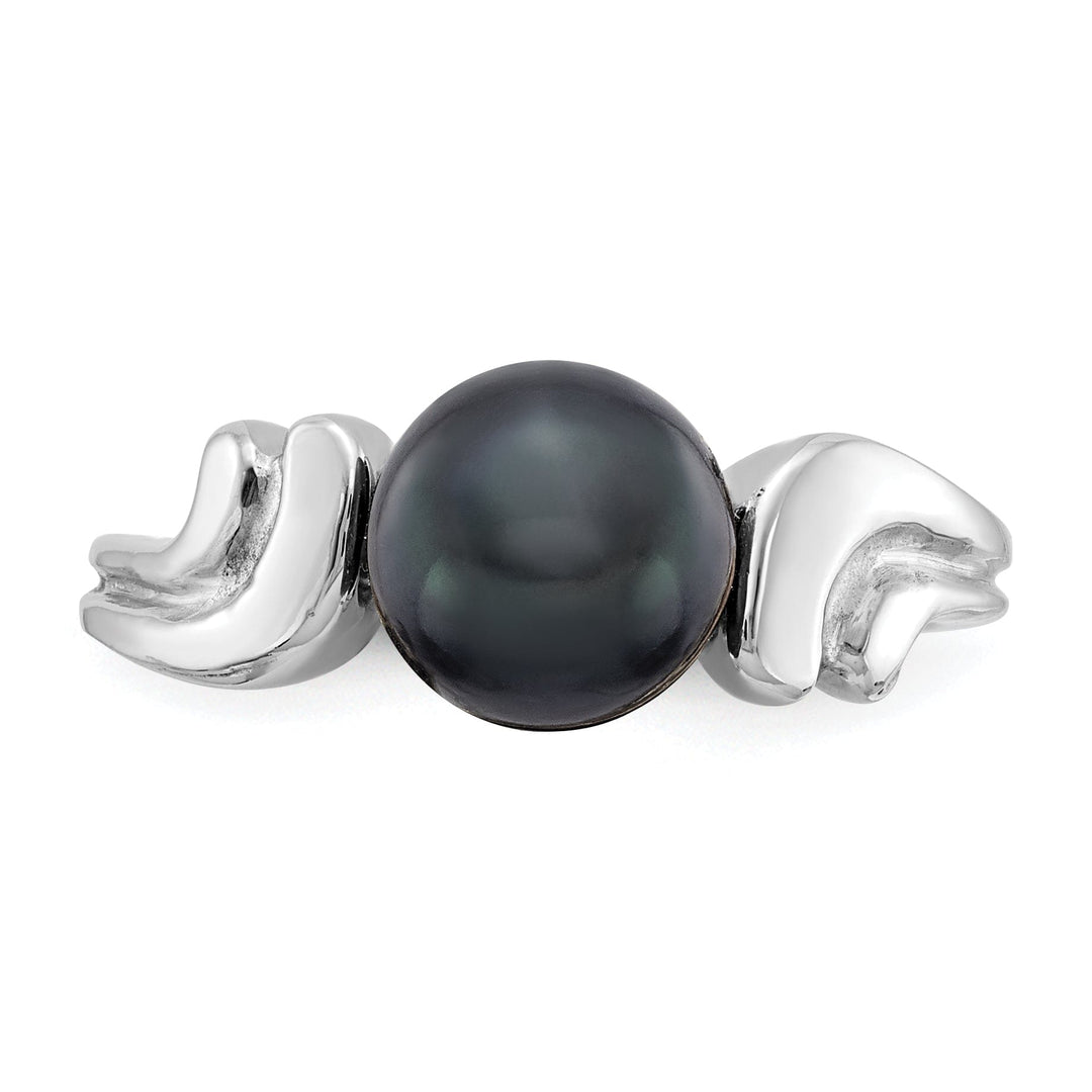 Lovely Rita's Ring 14k White Gold Polished Black Pearl Ring
