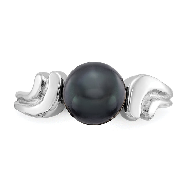 Lovely Rita's Ring 14k White Gold Polished Black Pearl Ring