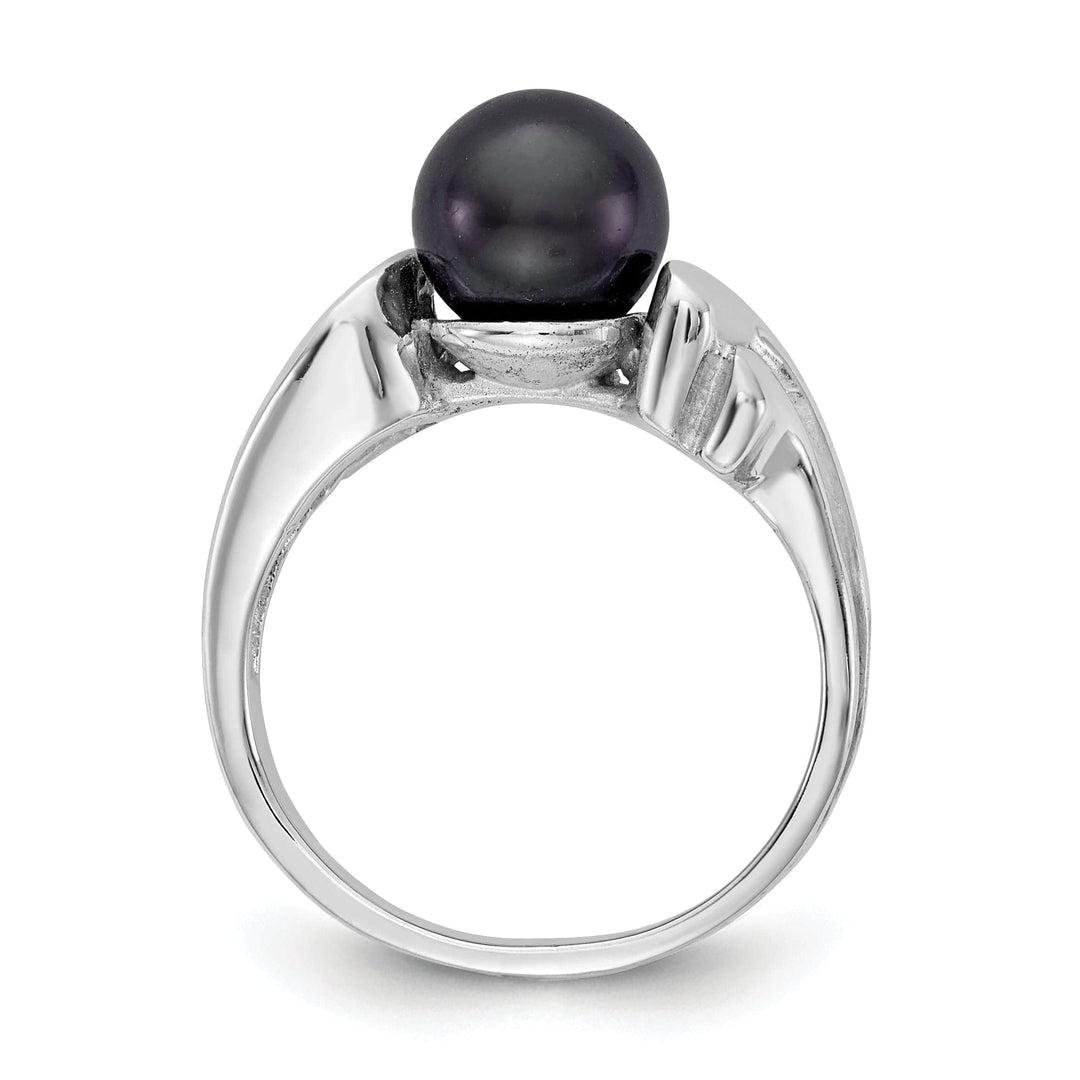 Lovely Rita's Ring 14k White Gold Polished Black Pearl Ring