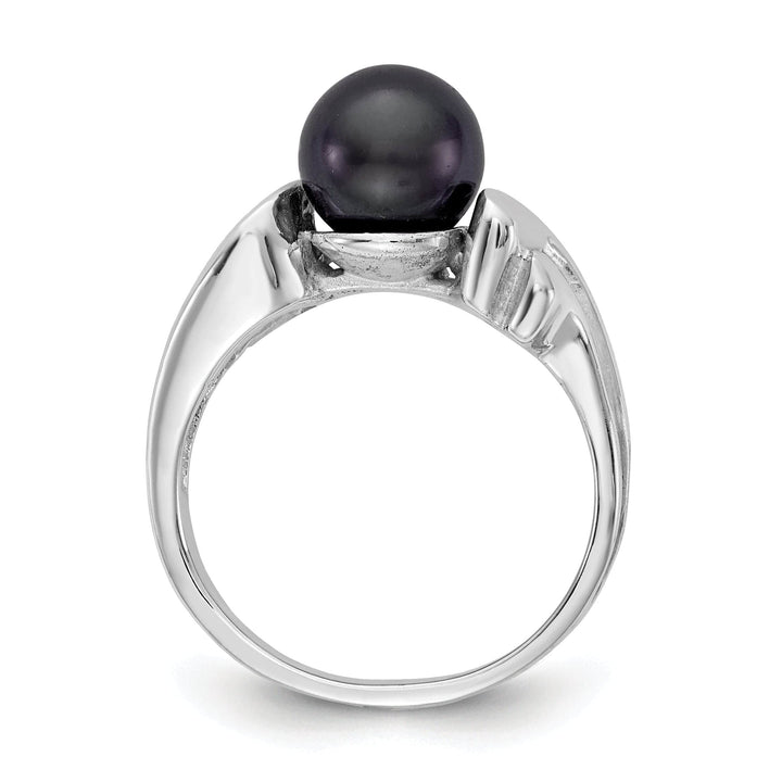 Lovely Rita's Ring 14k White Gold Polished Black Pearl Ring