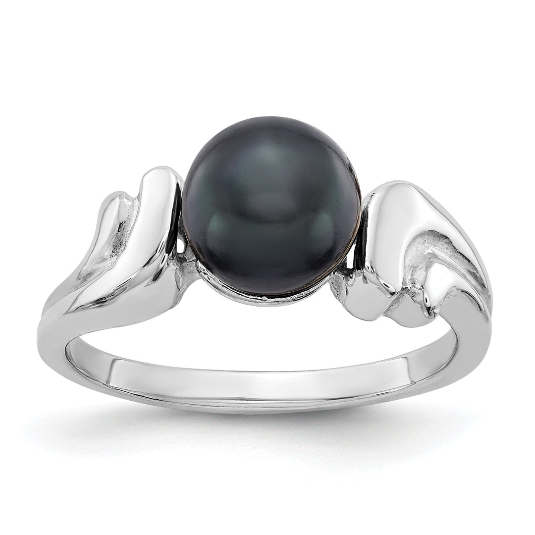 Lovely Rita's Ring 14k White Gold Polished Black Pearl Ring
