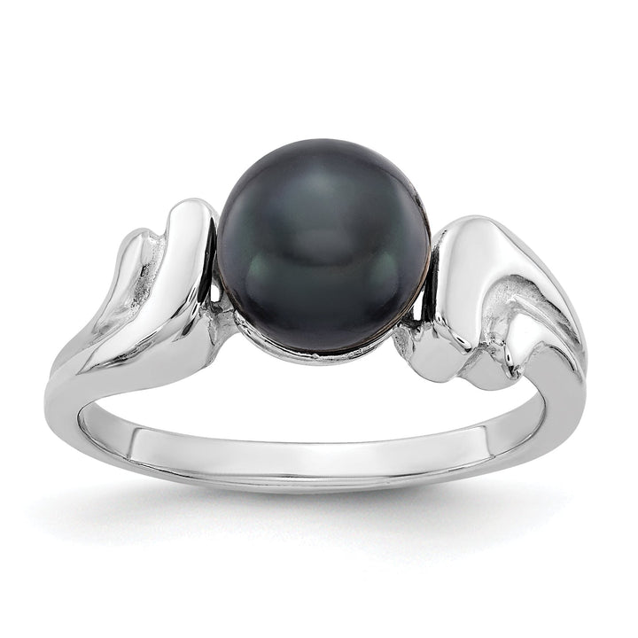 Lovely Rita's Ring 14k White Gold Polished Black Pearl Ring
