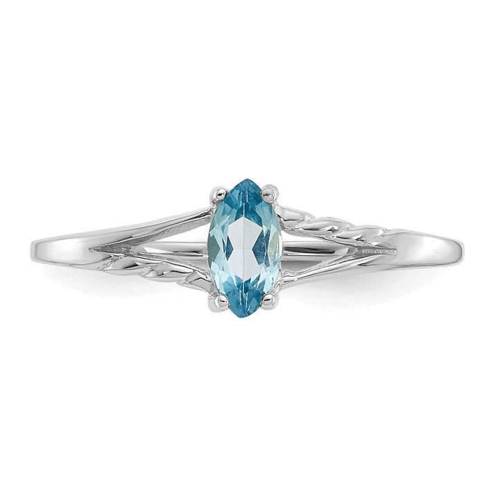 Lovely Rita's Ring 14k White Gold Polished Blue Topaz Birthstone Ring