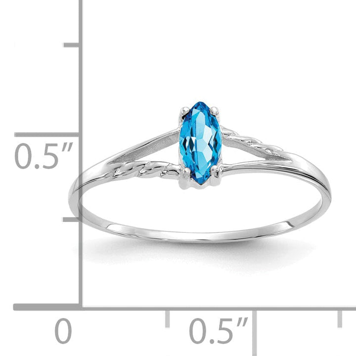 Lovely Rita's Ring 14k White Gold Polished Blue Topaz Birthstone Ring