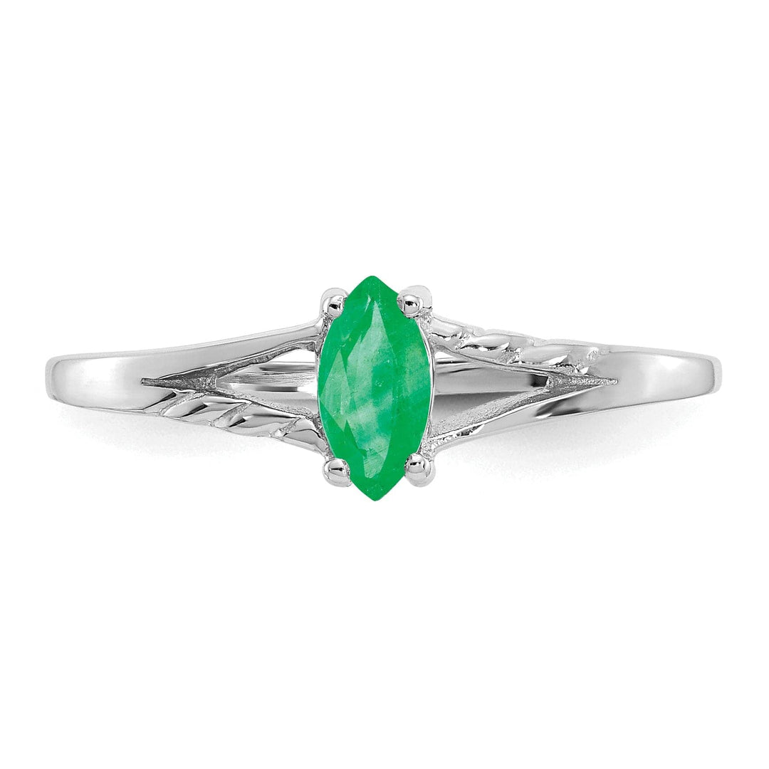 Lovely Rita's Ring 14k White Gold Polished Emerald Birthstone Ring