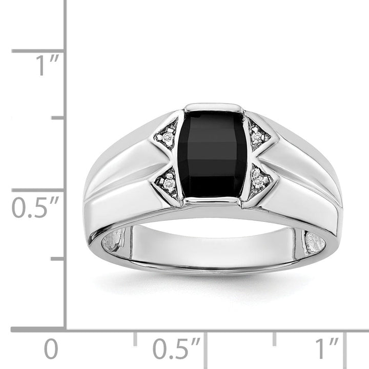 Lovely Rita's Ring 14k White Gold Polished Men's Onyx Diamond Ring