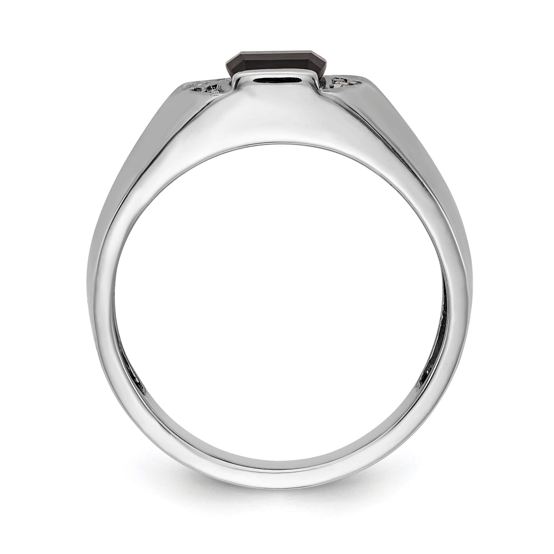 Lovely Rita's Ring 14k White Gold Polished Men's Onyx Diamond Ring