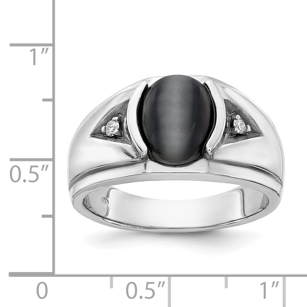 Lovely Rita's Ring 14k White Gold Polished Men's Onyx Diamond Ring