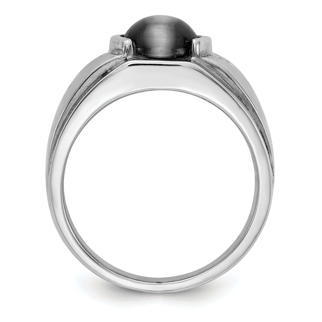 Lovely Rita's Ring 14k White Gold Polished Men's Onyx Diamond Ring