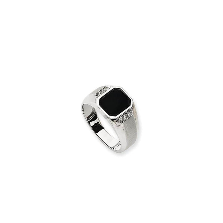 Lovely Rita's Ring 14k White Gold Polished Men's Onyx Diamond Ring
