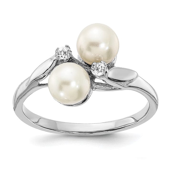 Lovely Rita's Ring 14k White Gold Polished Pearl Diamond Ring