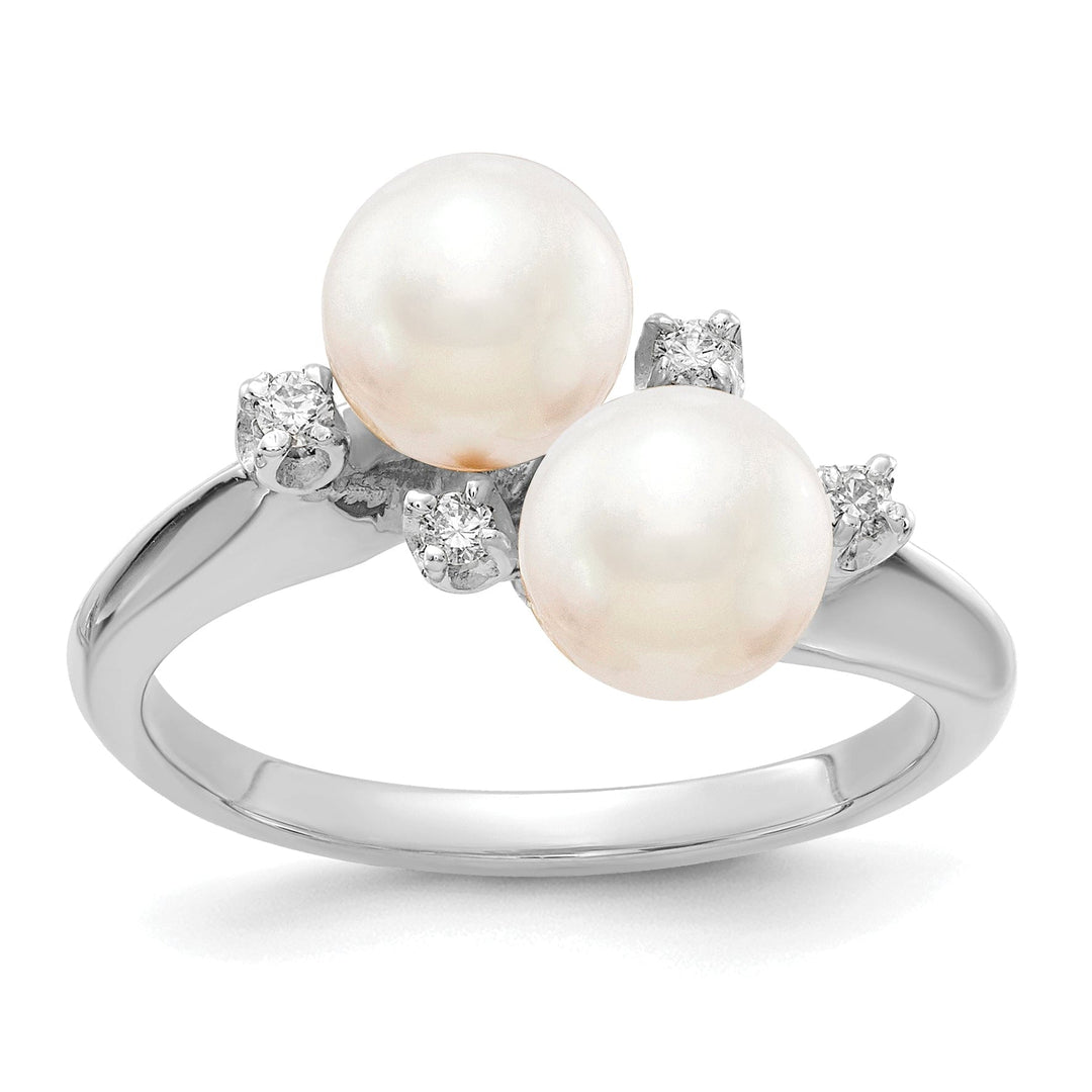 Lovely Rita's Ring 14k White Gold Polished Pearl Diamond Ring