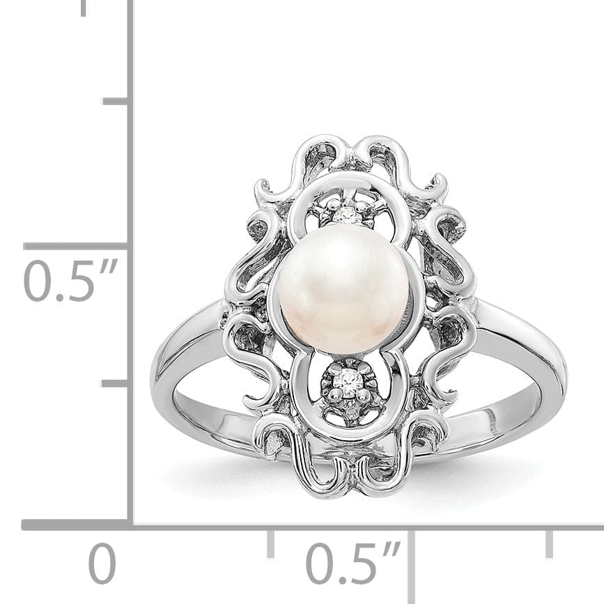Lovely Rita's Ring 14k White Gold Polished Pearl Diamond Ring