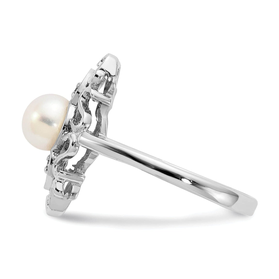 Lovely Rita's Ring 14k White Gold Polished Pearl Diamond Ring