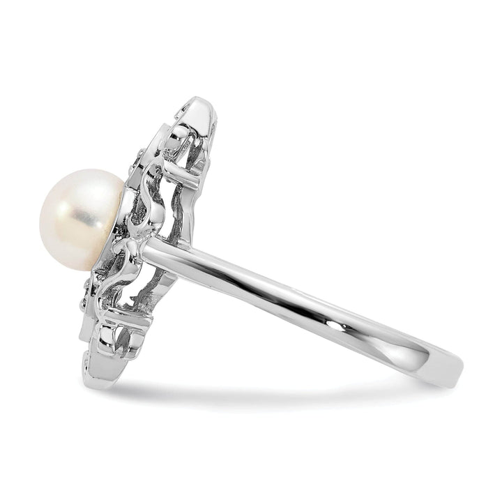 Lovely Rita's Ring 14k White Gold Polished Pearl Diamond Ring