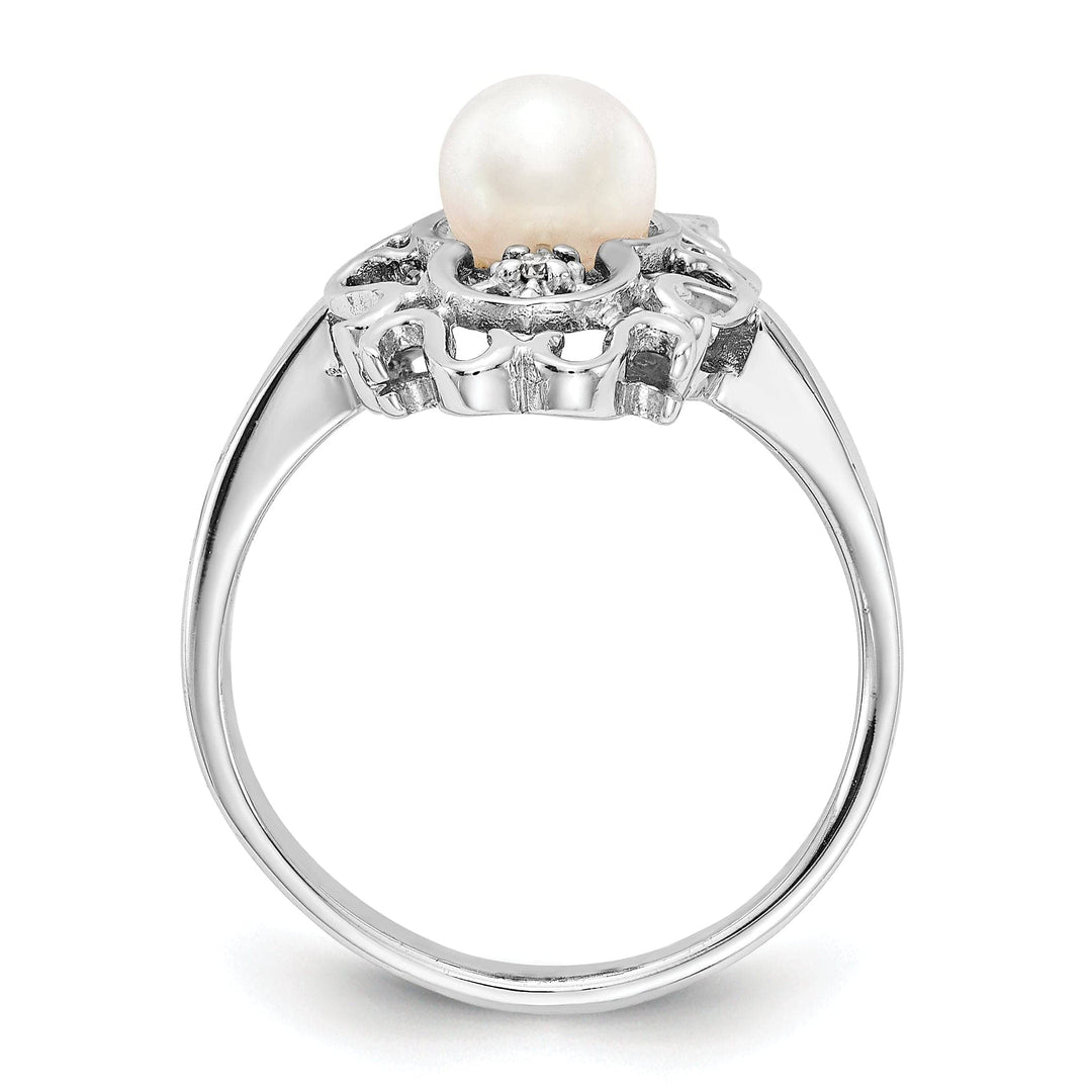 Lovely Rita's Ring 14k White Gold Polished Pearl Diamond Ring