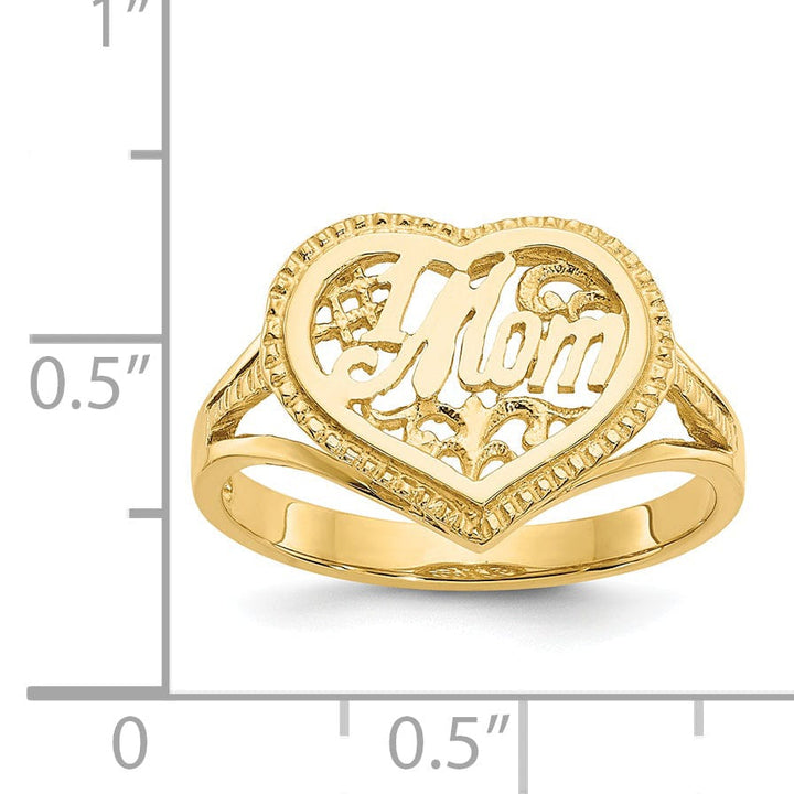 Lovely Rita's Ring 14k Yellow Gold #1 Mom in Heart Ring