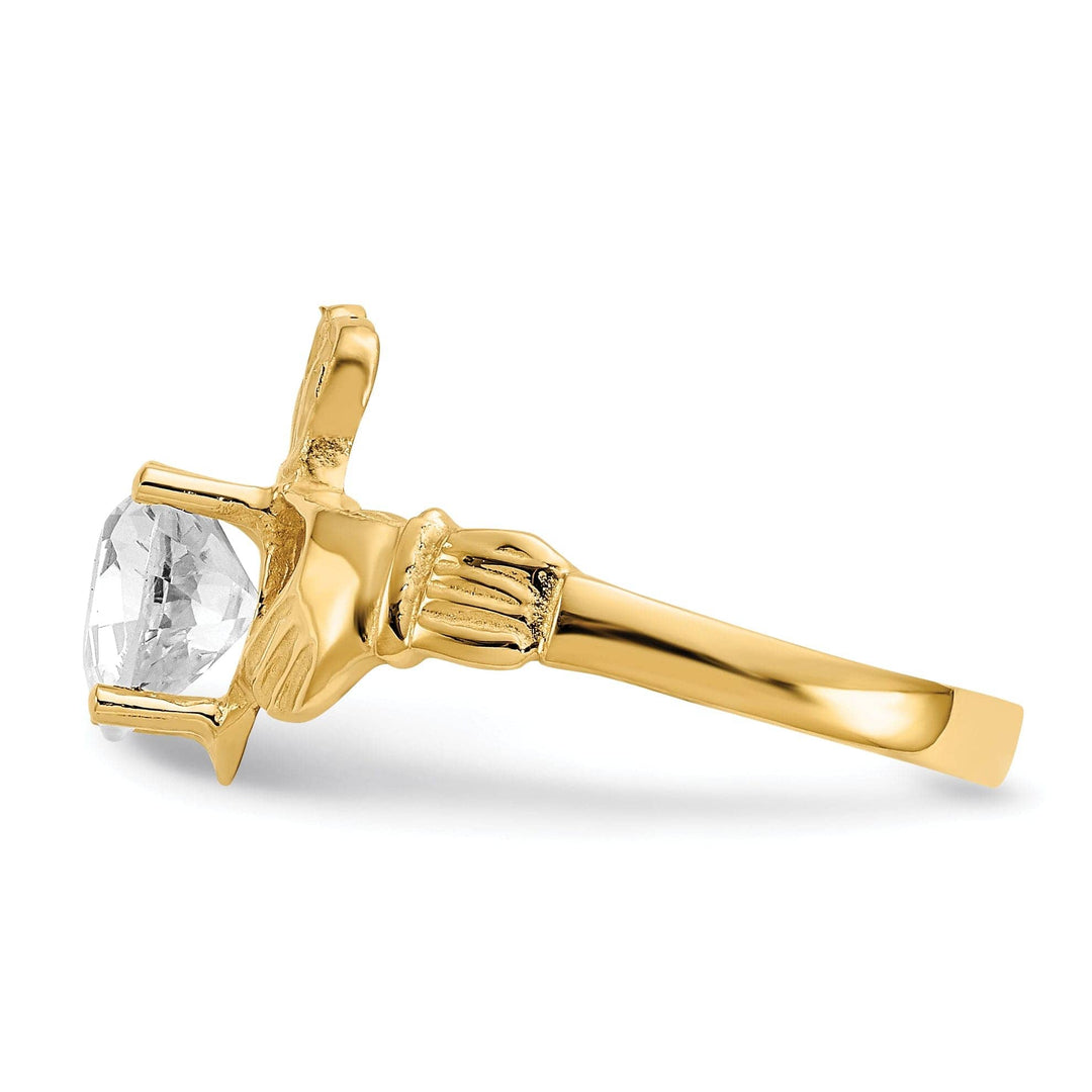 Lovely Rita's Ring 14k Yellow Gold April Birthstone Claddagh Ring