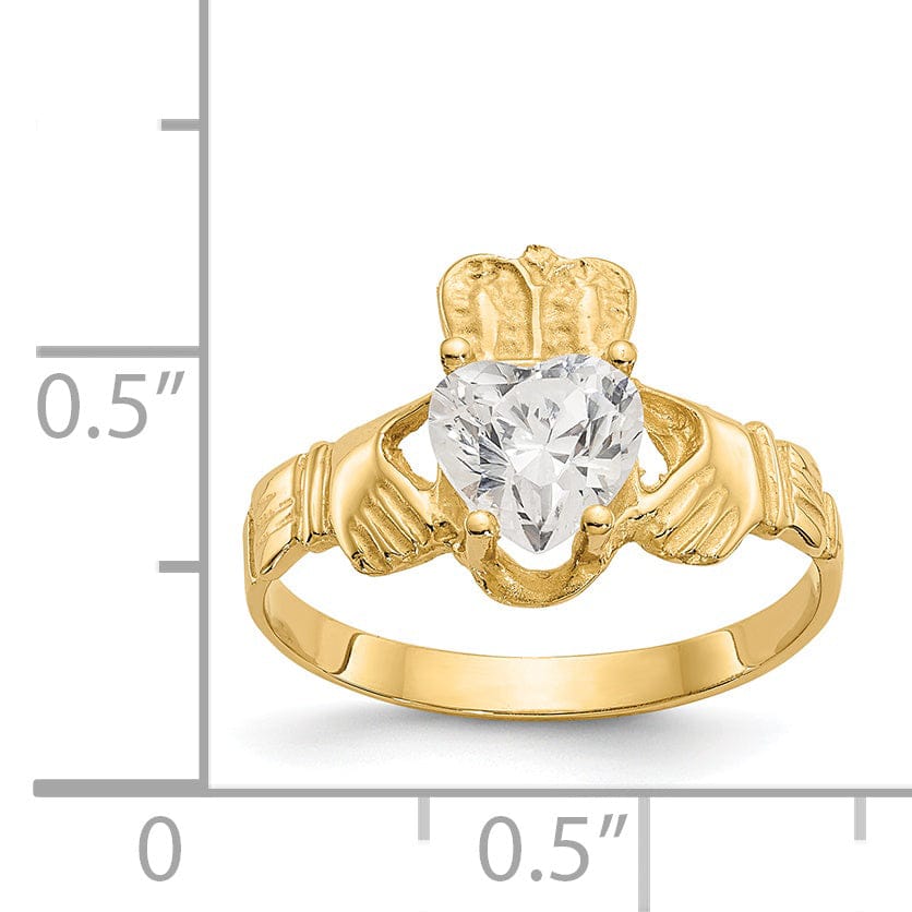 Lovely Rita's Ring 14k Yellow Gold April Birthstone Claddagh Ring