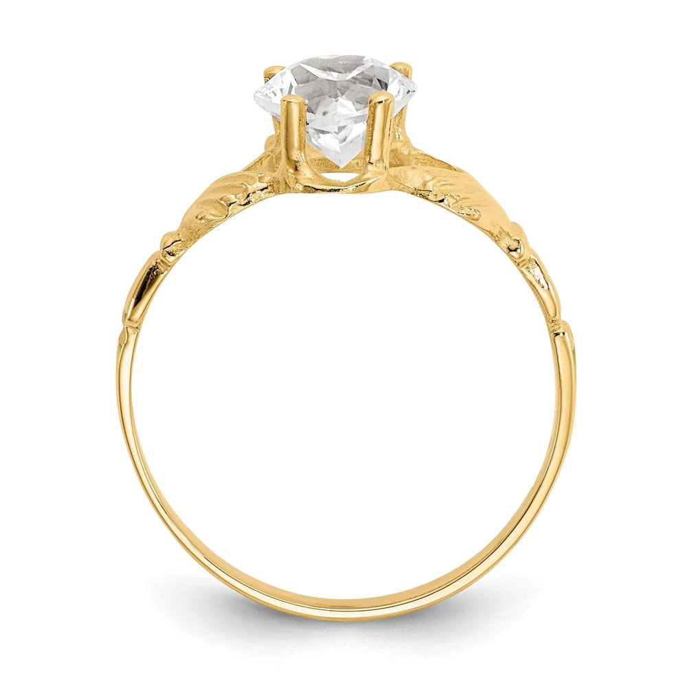 Lovely Rita's Ring 14k Yellow Gold April Birthstone Claddagh Ring