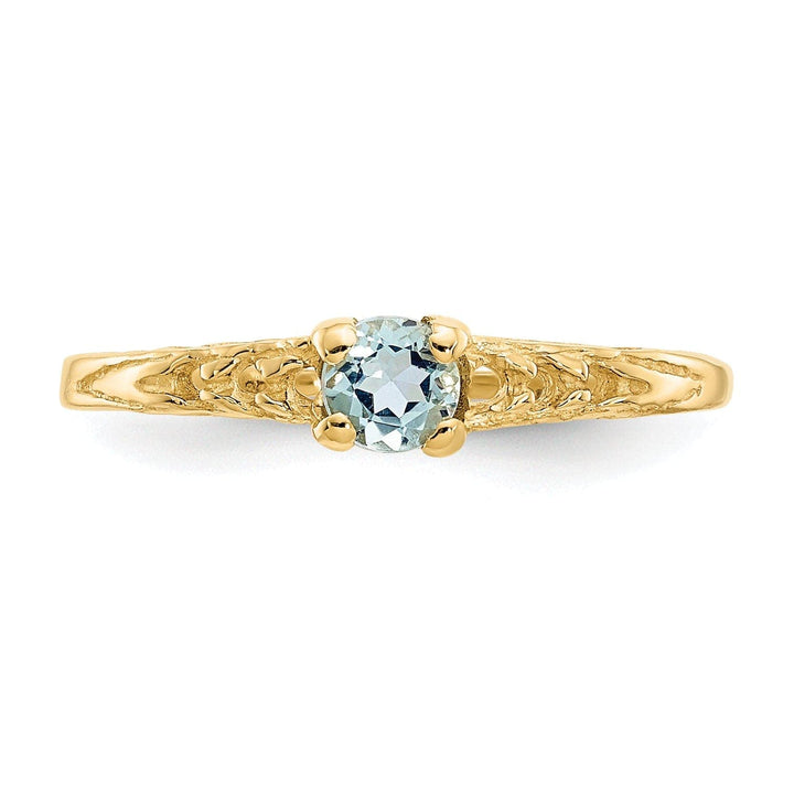 Lovely Rita's Ring 14k Yellow Gold Aquamarine Birthstone Baby Ring