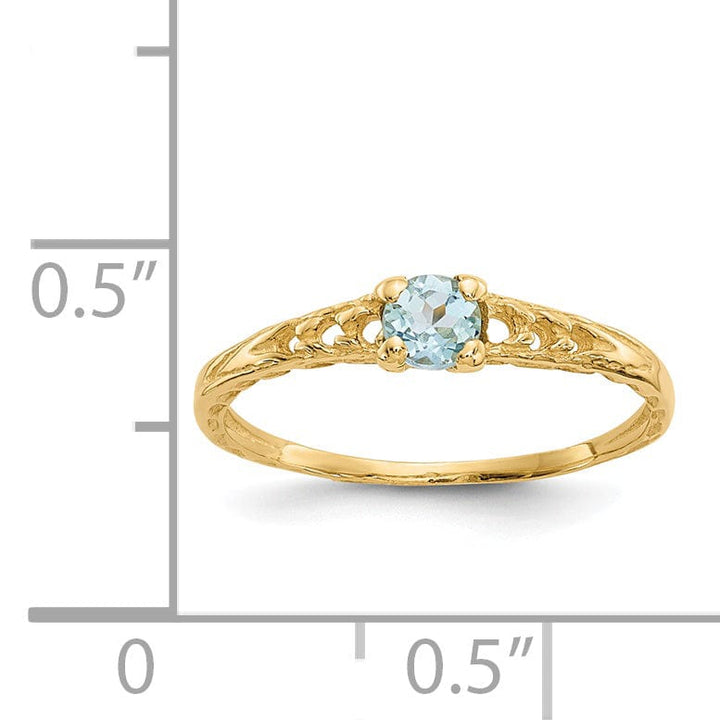 Lovely Rita's Ring 14k Yellow Gold Aquamarine Birthstone Baby Ring