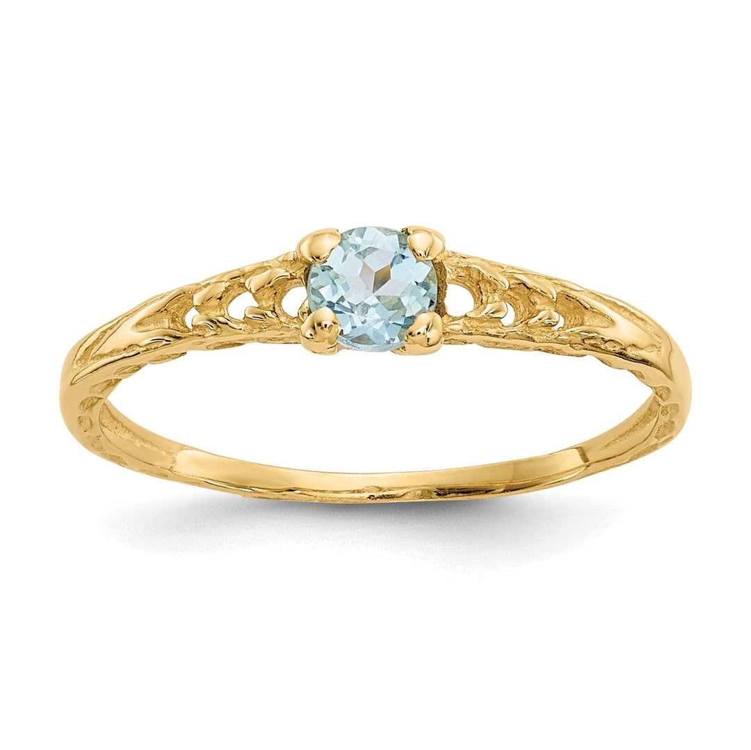 Lovely Rita's Ring 14k Yellow Gold Aquamarine Birthstone Baby Ring