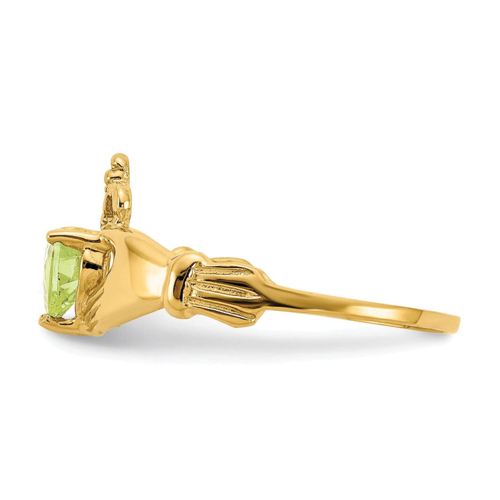 Lovely Rita's Ring 14k Yellow Gold August Birthstone Claddagh Ring